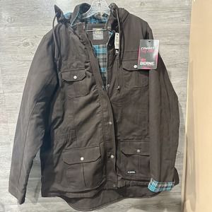 Berne Quilted Barn Womens Hooded Midweight Work Jacket Dark Brown NEW 4XL